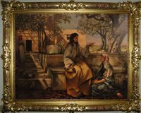 Jezus w domu Marty i Marii ktoe namalowałem w technice olejnej  na płótnie w wym.90-60cm
